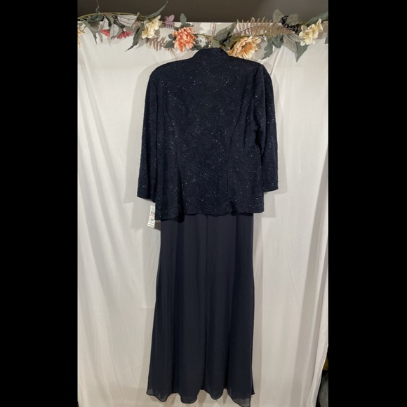 NWT $209 Alex Evenings [ 10 ] Sequin Mock Gown with Jacket in Navy Blue‎ - Picture 12 of 13